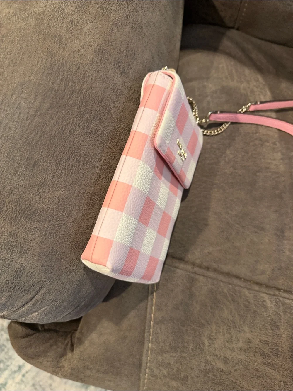 kate spade Pink and White Gingham Crossbody Phone Bag